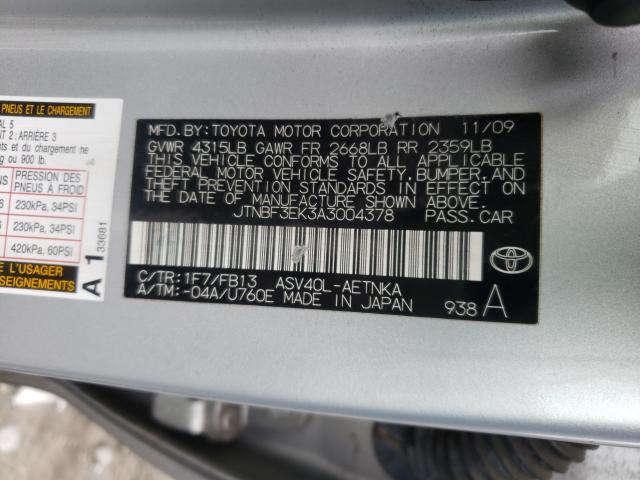 2010 TOYOTA CAMRY BASE JTNBF3EK3A3004378