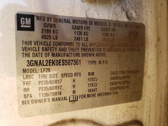 2014 CHEVROLET CAPTIVA 3GNAL2EK0ES507361