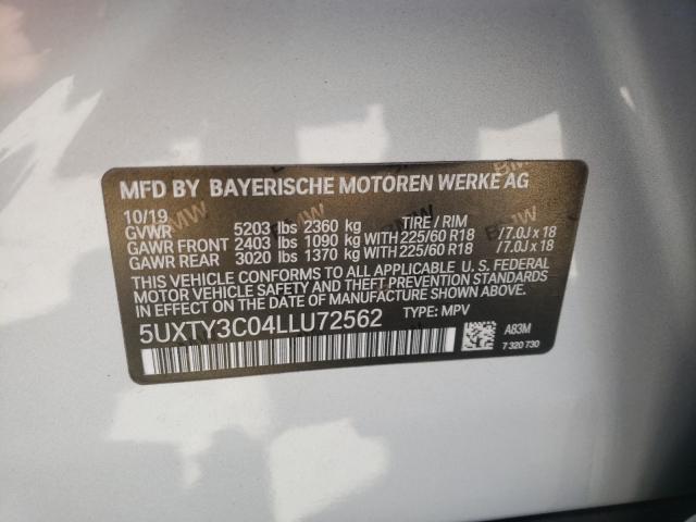 2020 BMW X3 SDRIVE3 5UXTY3C04LLU72562