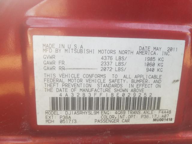 2011 MITSUBISHI GALANT ES 4A32B3FF1BE029252