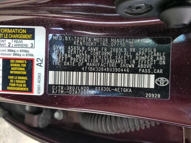 2011 TOYOTA AVALON BAS 4T1BK3DB4BU390446