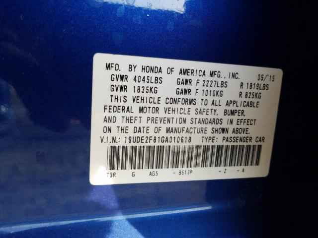 2016 ACURA ILX PREMIU 19UDE2F81GA010618