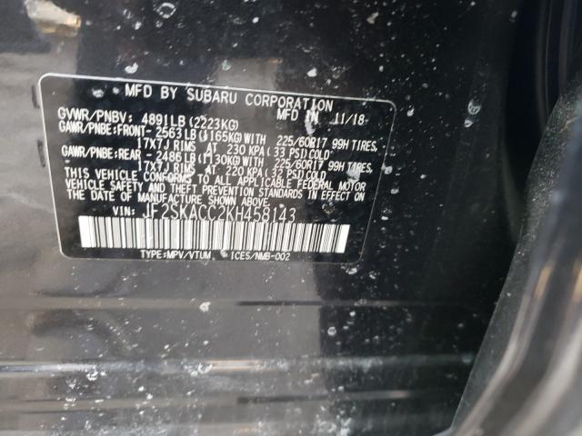 2019 SUBARU FORESTER JF2SKACC2KH458143