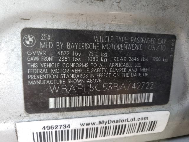 2011 BMW 335 XI WBAPL5C53BA742722