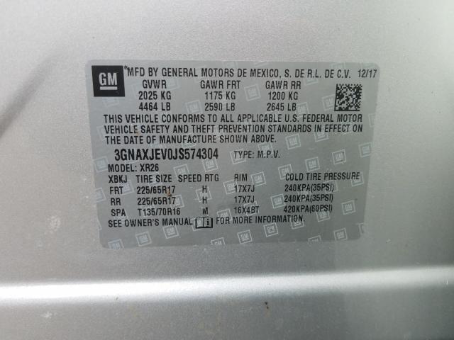 2018 CHEVROLET EQUINOX LT 3GNAXJEV0JS574304
