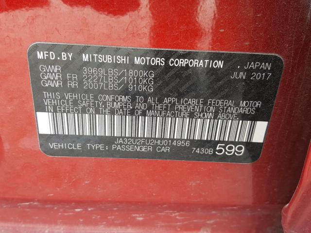 2017 MITSUBISHI LANCER ES JA32U2FU2HU014956