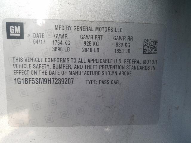 2017 CHEVROLET CRUZE PREM 1G1BF5SM9H7239207