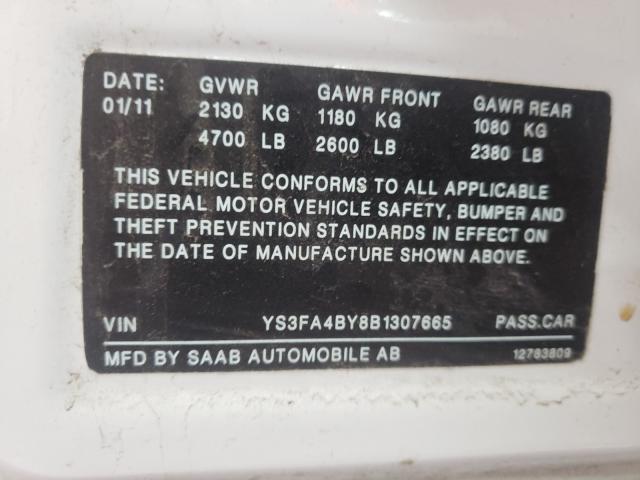 2011 SAAB 9-3 2.0T YS3FA4BY8B1307665