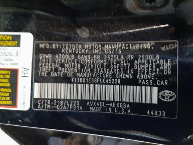 2015 TOYOTA AVALON HYB 4T1BD1EB8FU045228
