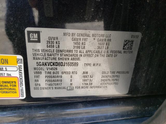 2013 BUICK ENCLAVE 5GAKVCKD8DJ160589
