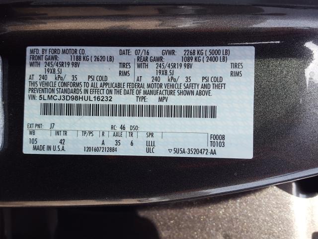 2017 LINCOLN MKC RESERV 5LMCJ3D98HUL16232