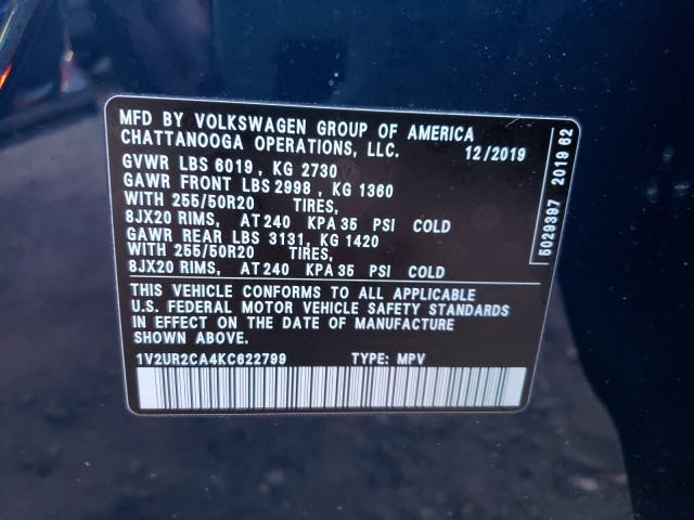 2019 VOLKSWAGEN ATLAS SE 1V2UR2CA4KC622799