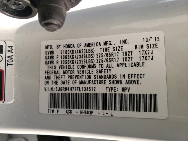 2015 HONDA CR-V EXL 5J6RM4H77FL134512