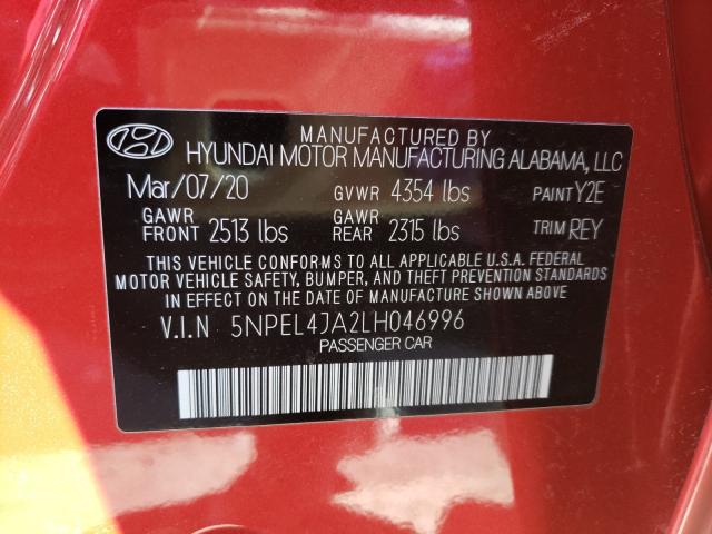 2020 HYUNDAI SONATA SEL 5NPEL4JA2LH046996