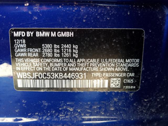 2019 BMW M5 WBSJF0C53KB446931