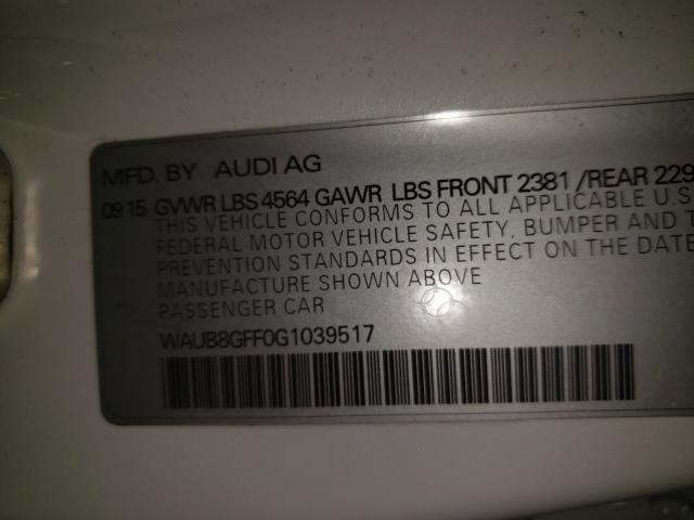2016 AUDI A3 PREMIUM WAUB8GFF0G1039517