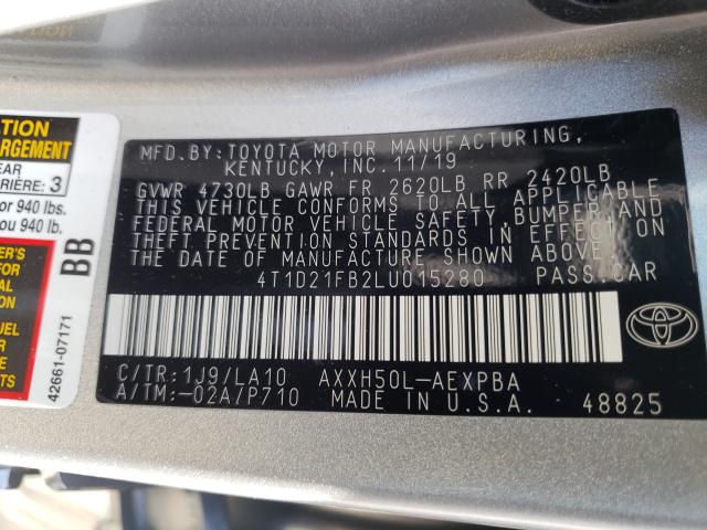 2020 TOYOTA AVALON LIM 4T1D21FB2LU015280