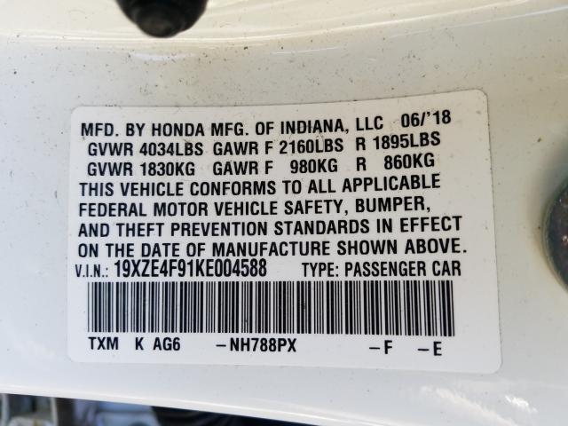 2019 HONDA INSIGHT TO 19XZE4F91KE004588