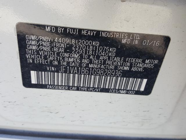 2016 SUBARU WRX JF1VA1B61G9828936
