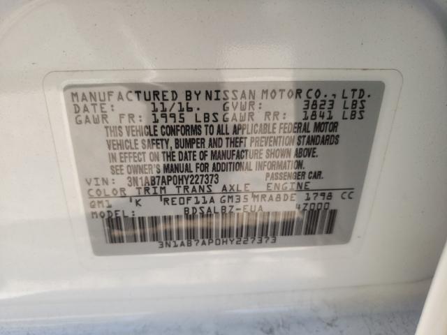 2017 NISSAN SENTRA S 3N1AB7AP0HY227373