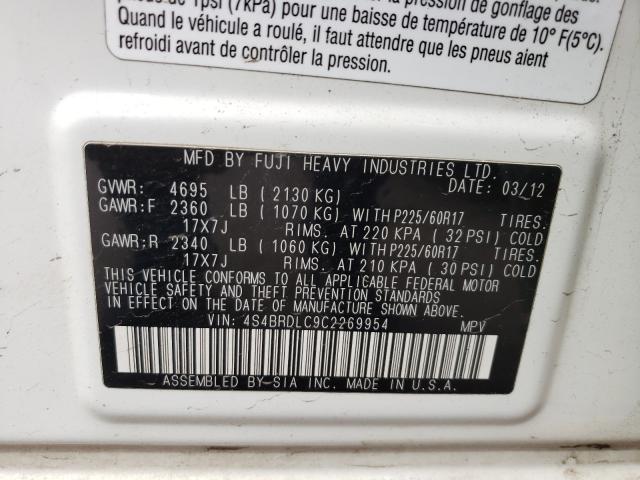 2012 SUBARU OUTBACK 3. 4S4BRDLC9C2269954