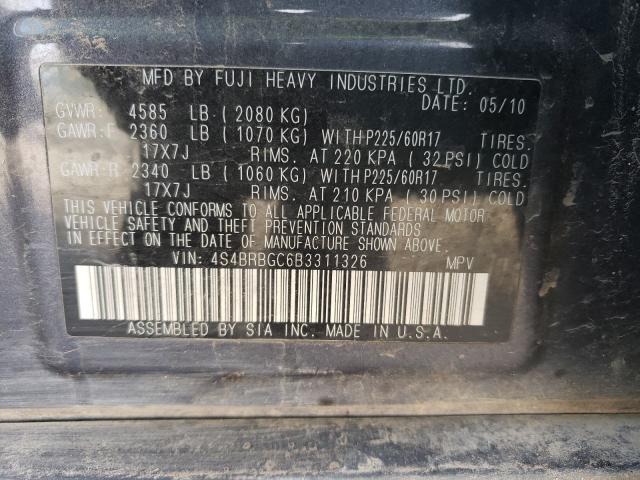 2011 SUBARU OUTBACK 4S4BRBGC6B3311326