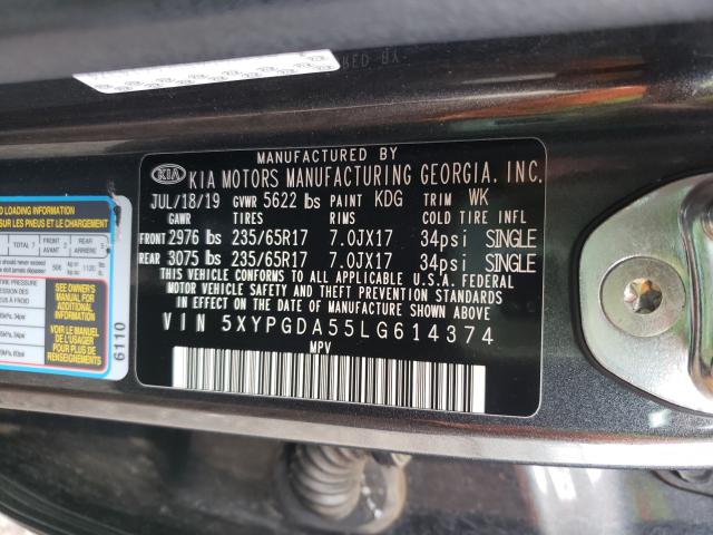 2020 KIA SORENTO S 5XYPGDA55LG614374