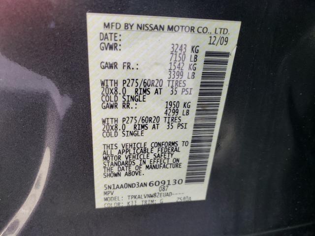 2010 NISSAN ARMADA SE 5N1AA0ND3AN609130