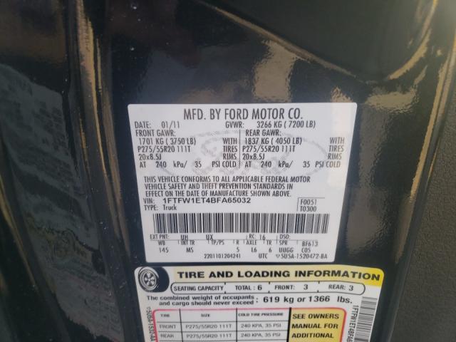 2011 FORD F150 SUPER 1FTFW1ET4BFA65032