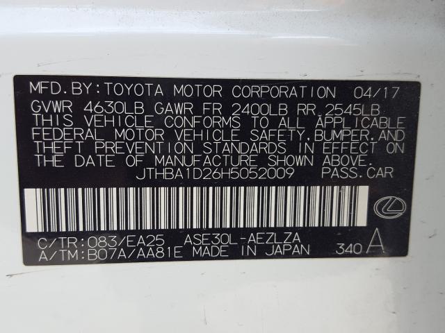 2017 LEXUS IS 200T JTHBA1D26H5052009