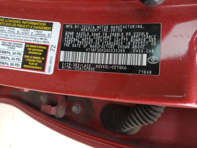 2010 TOYOTA CAMRY 4T1BF3EK2AU535369