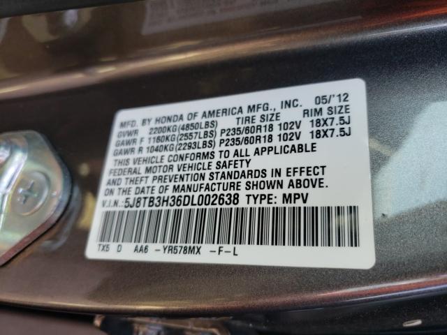 2013 ACURA RDX 5J8TB3H36DL002638