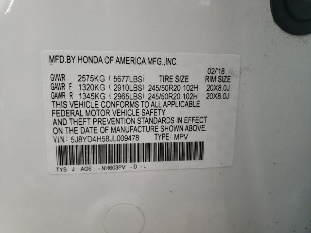 2018 ACURA MDX TECHNO 5J8YD4H58JL009478