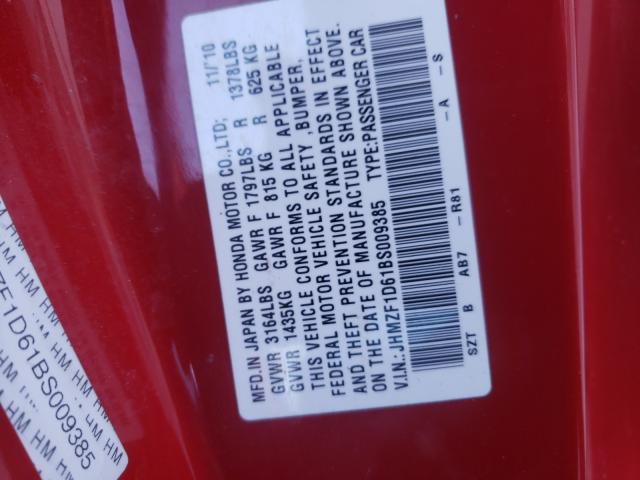 2011 HONDA CR-Z EX JHMZF1D61BS009385