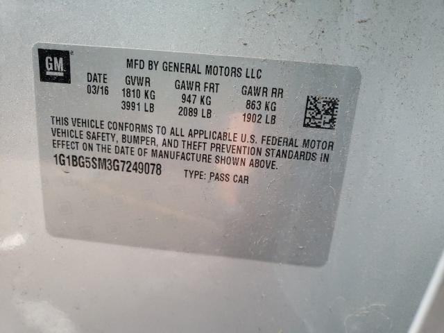 2016 CHEVROLET CRUZE PREM 1G1BG5SM3G7249078