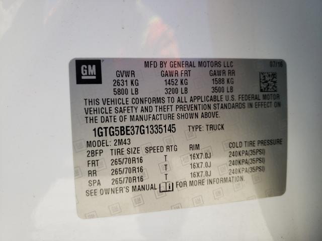 2016 GMC CANYON 1GTG5BE37G1335145