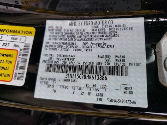 2017 LINCOLN MKZ SELECT 3LN6L5C98HR613886