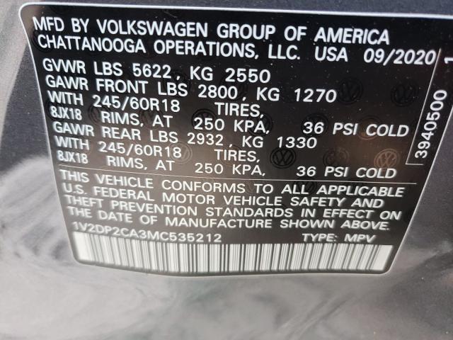 2021 VOLKSWAGEN ATLAS SE 1V2DP2CA3MC535212