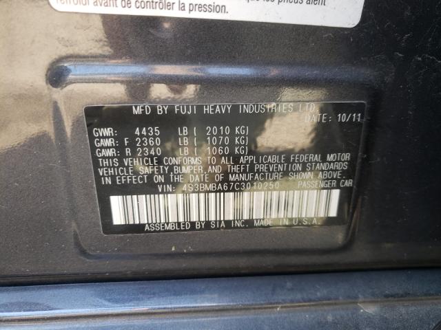 2012 SUBARU LEGACY 2.5 4S3BMBA67C3010250