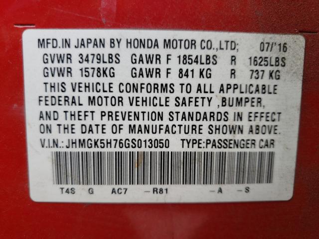 2016 HONDA FIT EX JHMGK5H76GS013050