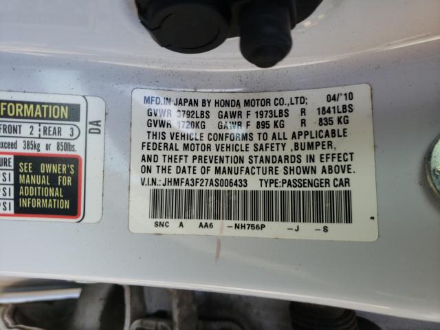 2010 HONDA CIVIC HYBR JHMFA3F27AS006433