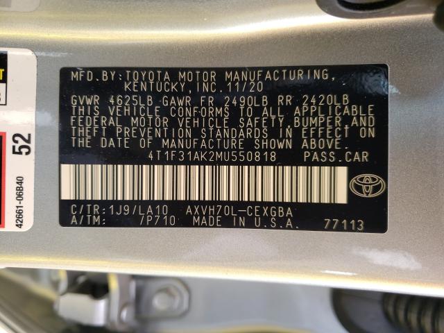 2021 TOYOTA CAMRY XLE 4T1F31AK2MU550818