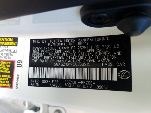 2020 LEXUS ES 350 F-S 58AGZ1B17LU053215