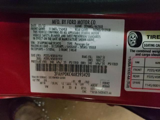 2010 FORD FUSION SPO 3FAHP0KC4AR393420