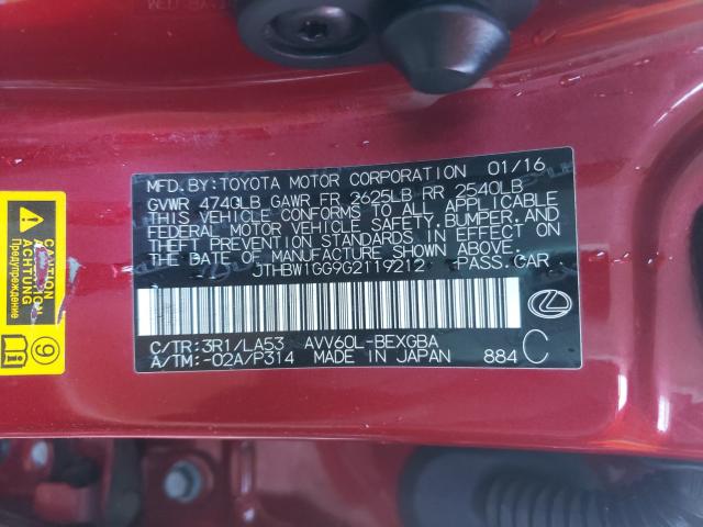 2016 LEXUS ES 300H JTHBW1GG9G2119212