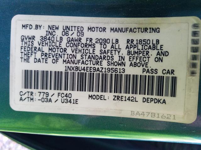 2010 TOYOTA CORROLA 1NXBU4EE9AZ195613