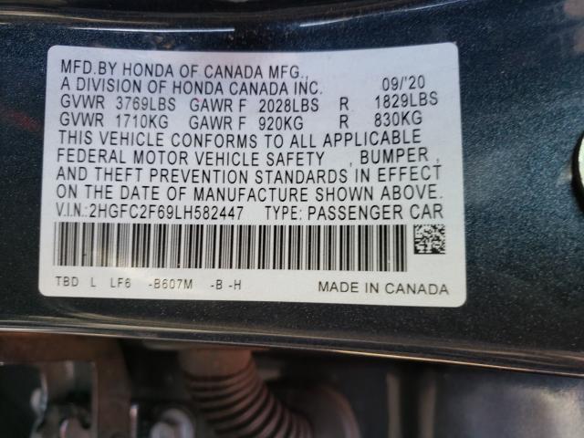 2020 HONDA CIVIC LX 2HGFC2F69LH582447
