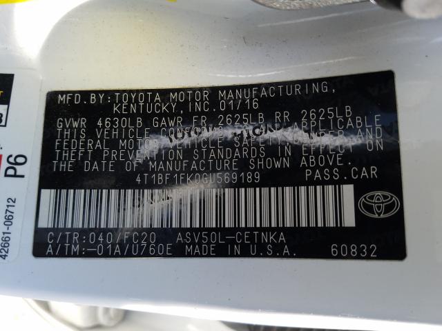 2016 TOYOTA CAMRY 4T1BF1FK0GU569189