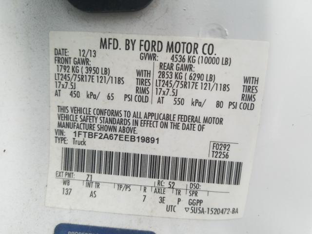 2014 FORD F250 SUPER 1FTBF2A67EEB19891
