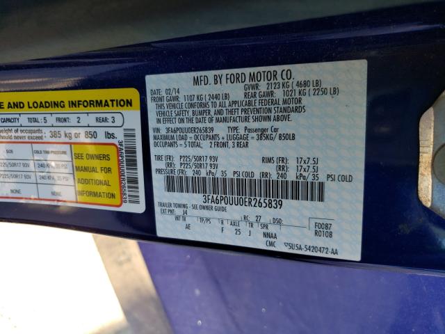 2014 FORD FUSION S H 3FA6P0UU0ER265839